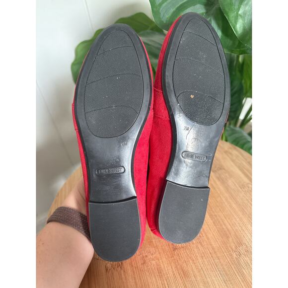 Nine West Red Heath Buckle Loafer Flats Women’s Size 7 Business Casual Preppy - Picture 6 of 7